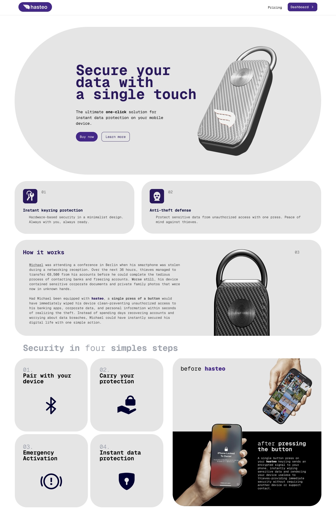 Hasteo landing page design by Víctor Vingren